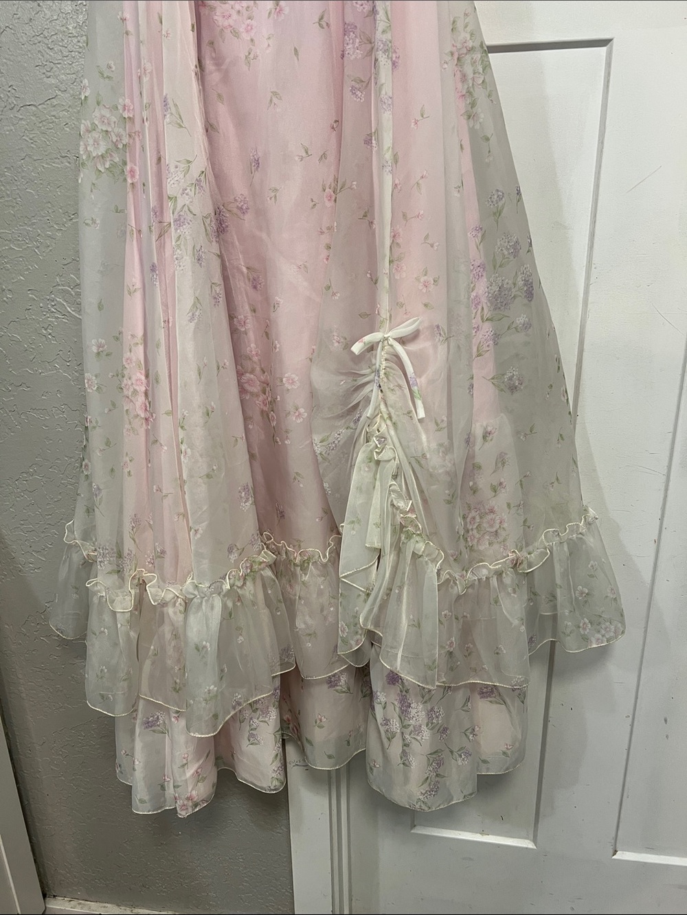 80’s PRAIRIE COTTAGECORE PROM GOWN COQUETTE DRESS SMALL VINTAGE - Picture 2 of 16